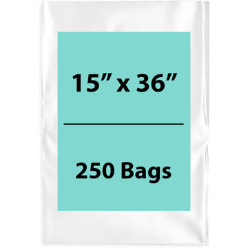 Clear poly bags Flat 15 inch (width) X 36 inch (Height) LDPE